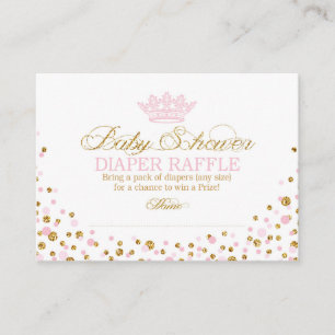 Cartão De Informações Glitter Tiara Royal Princess Fralda Raffle Ticket