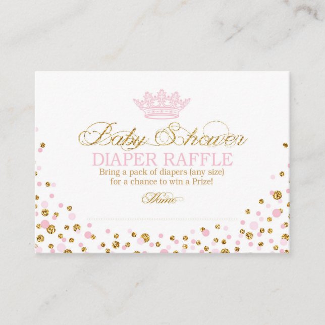 Cartão De Informações Glitter Tiara Royal Princess Fralda Raffle Ticket (Frente)