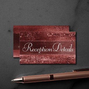 Cartão De Informações Glitzy Red Glitter   Recepção Metálica Crimson
