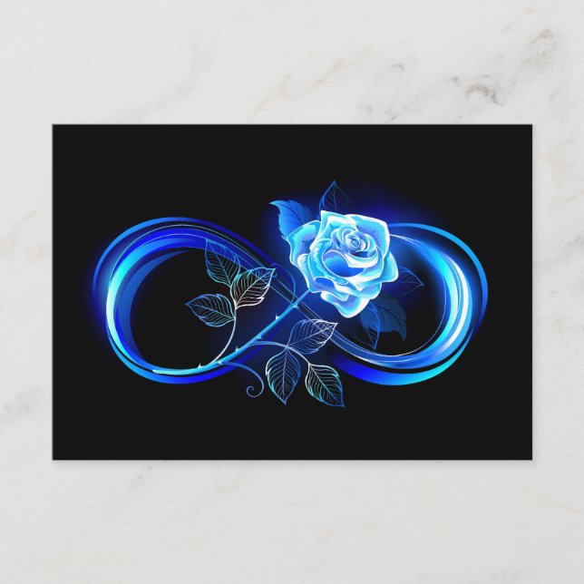 Cartão De Informações Glowing infinity with blue rose (Frente)
