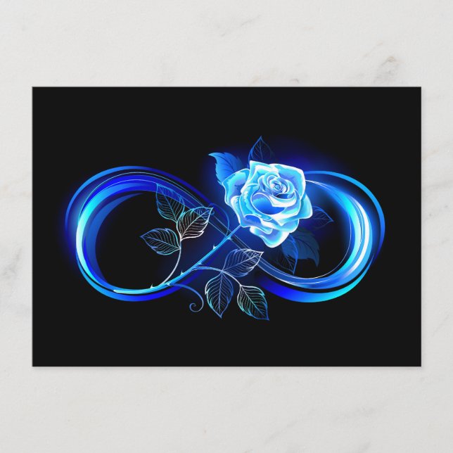 Cartão De Informações Glowing infinity with blue rose (Frente)