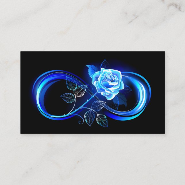 Cartão De Informações Glowing infinity with blue rose (Frente)