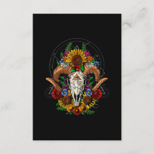 Cartão De Informações Goat Skull Psychedelic Sunflower