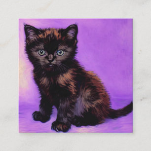 Cartão De Informações Gogh Style Purple Cat