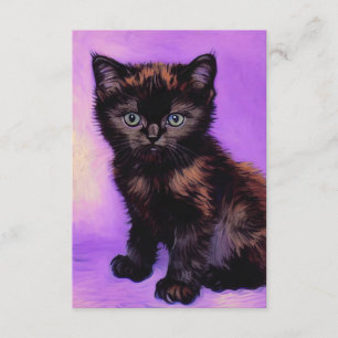 Cartão De Informações Gogh Style Purple Cat