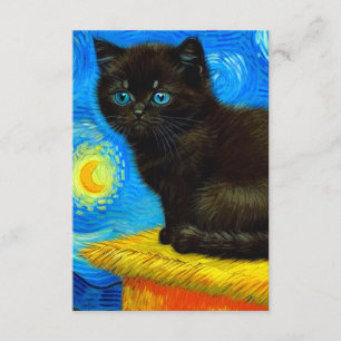 Cartão De Informações Gogh Style Starry Night Cat