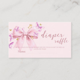 Cartão De Informações Gold A Little Butterfly Pink Bow Baby Shower 