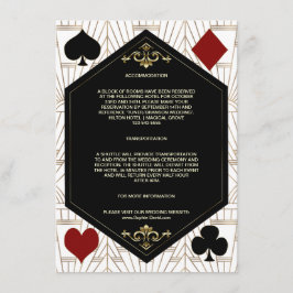 Cartão De Informações Gold Art Deco Casino Vegas Poker Wedding Details