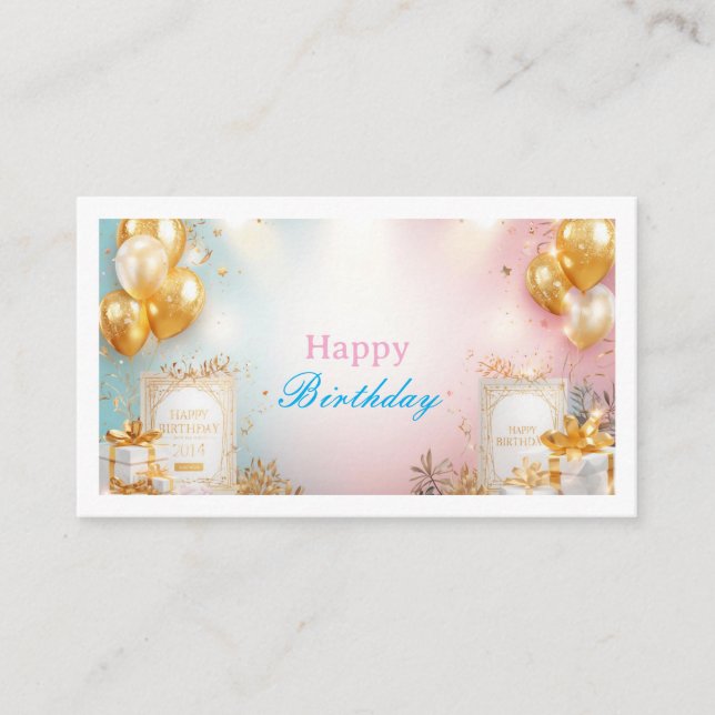 Cartão De Informações Gold Balloon Birthday Enclosure Card (Frente)