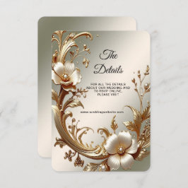 Cartão De Informações Gold Floral Detail Enclosure