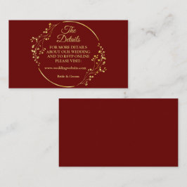 Cartão De Informações Golden Floral Geometric Wreath Red Detail Wedding