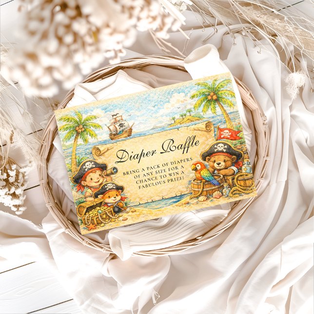 Cartão De Informações Golden Treasure Pirate Diapper Raffle (Criador carregado)