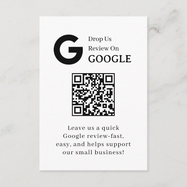 Cartão De Informações Google Review QR | Business Feedback Link (Frente)