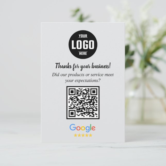 Cartão De Informações Google Review QR Code Cards | Business Thank You  (Em pé/Frente)