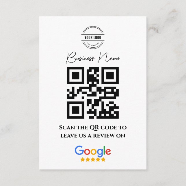 Cartão De Informações Google Reviews Business Rating Link QR Code Preto (Frente)