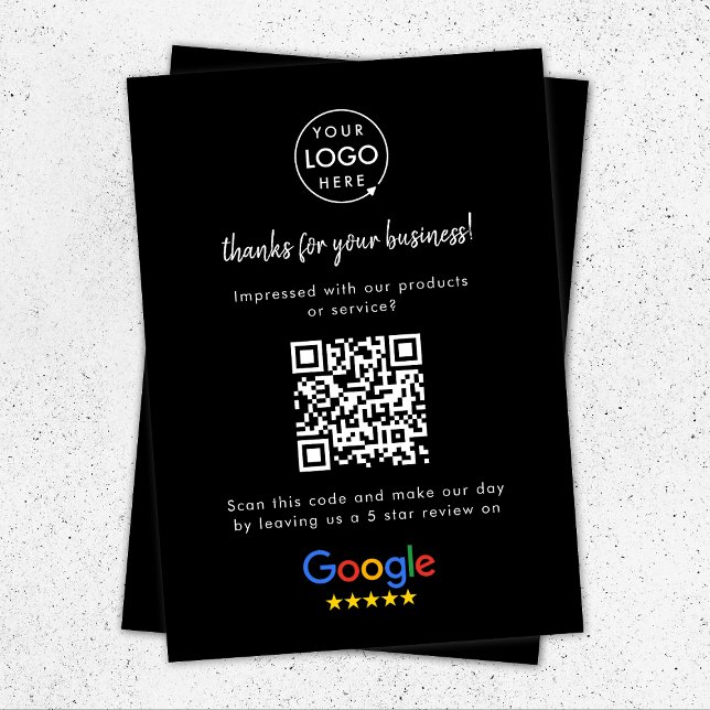 Cartão De Informações Google Reviews Business Rating Link QR Code Preto (Criador carregado)