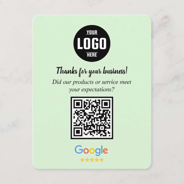 Cartão De Informações Google Reviews QR Code Business Enclosure Card (Frente)