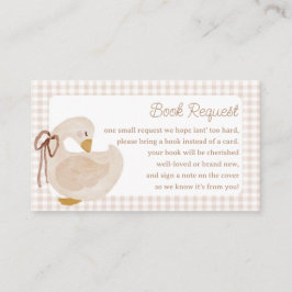 Cartão De Informações Goose Beige Gingham Baby Shower Book Request Card