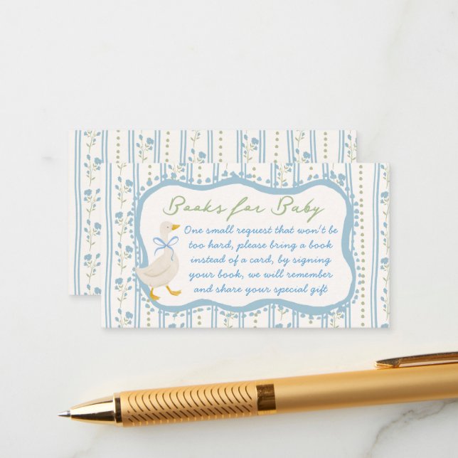 Cartão De Informações Goose nursery rhymes baby shower book request (Frente/Verso In Situ)