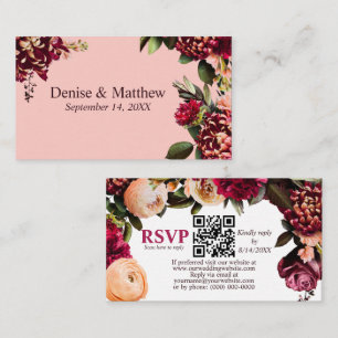 Cartão De Informações Gossamer rosa RSVP QR romeno