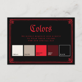 Cartão De Informações Gothic Border Black Red Wedding Colors Attire 