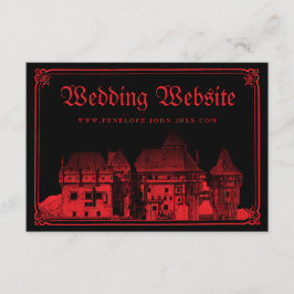 Cartão De Informações Gothic Castle Border Black Red Wedding Website