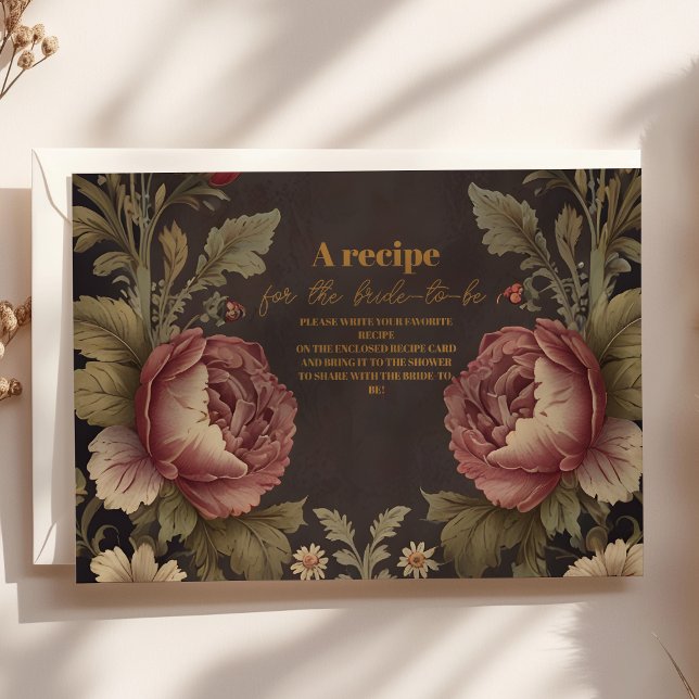 Cartão De Informações Gótico Floral Chá de panela Vitoriano (Criador carregado)