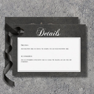 Cartão De Informações Gótico Preto e Branco Caveiras e Corações Detalhad