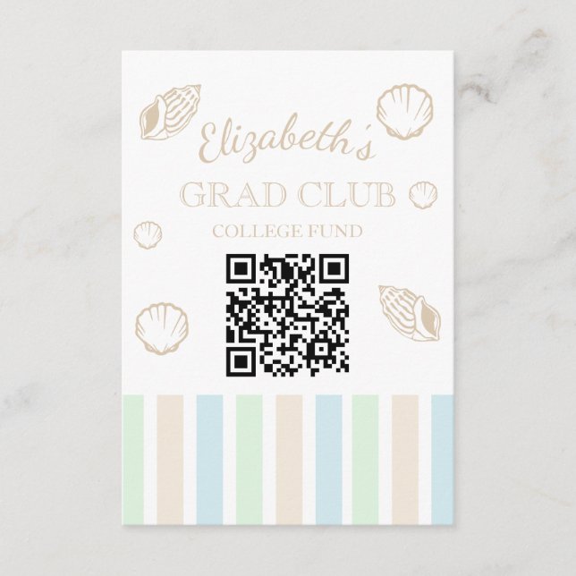 Cartão De Informações Grad Club Beach Party College Fund (Frente)