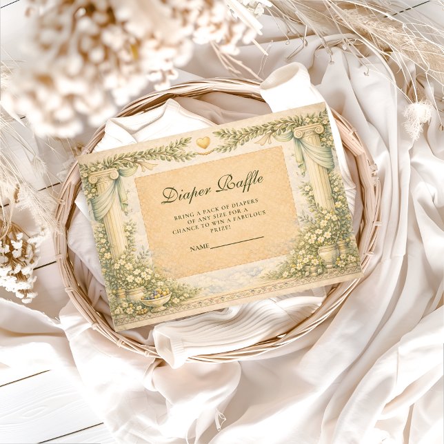Cartão De Informações Greek Neutral Floral Diapper Raffle (Criador carregado)