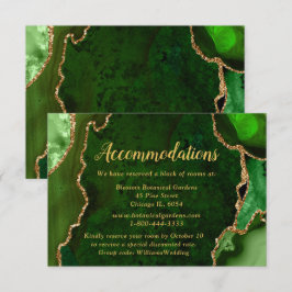 Cartão De Informações Green and Gold Agate Wedding Accommodations
