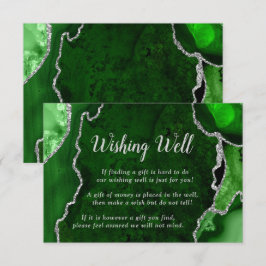 Cartão De Informações Green and Silver Agate Wedding Wishing Well