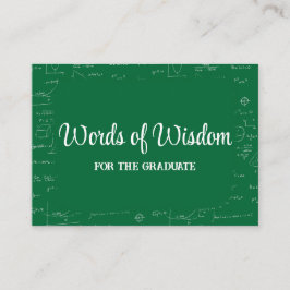 Cartão De Informações Green and White Graduate Words of Wisdom Advice