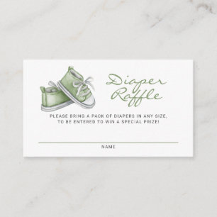 Cartão De Informações Green Baby Booties Chá de fraldas Fralda Raffle