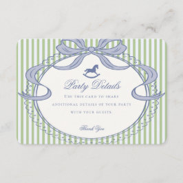 Cartão De Informações Green Coquette Bow Rocking Horse Details