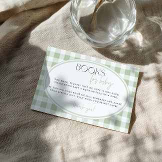 Cartão De Informações Green Gingham Baby Shower Enclosure Card