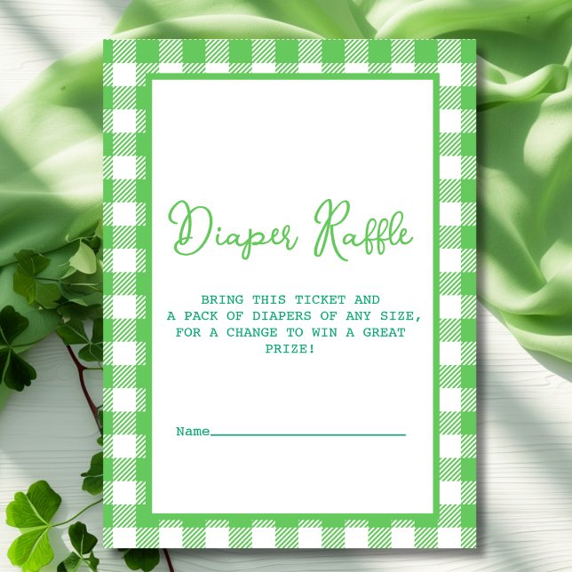 Cartão De Informações Green Gingham Fralda Raffle (Green Gingham Diaper Raffle Enclosure Card)