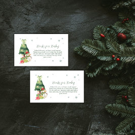 Cartão De Informações Green Modern Winter Snowman Books For Baby Shower