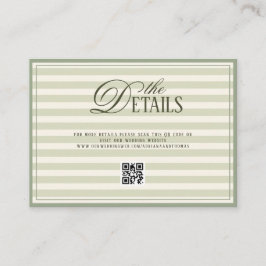 Cartão De Informações Green Old Money Wedding QR code Details