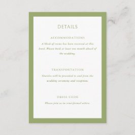 Cartão De Informações Green Wedding Details