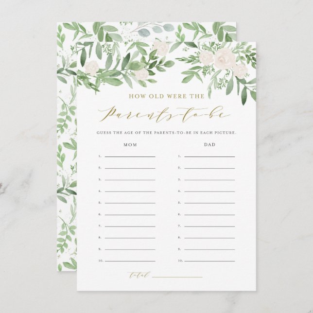 Cartão De Informações Greenerescer Quantos Anos Tinham Os Pais O Jogo Do (Frente/Verso)