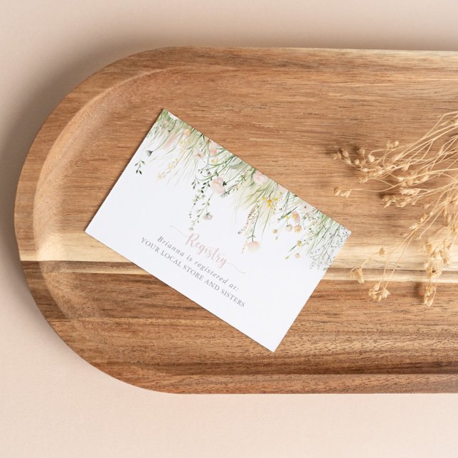 Cartão De Informações Greenery Boho Wildflower Wedding Gift Registro (Criador carregado)