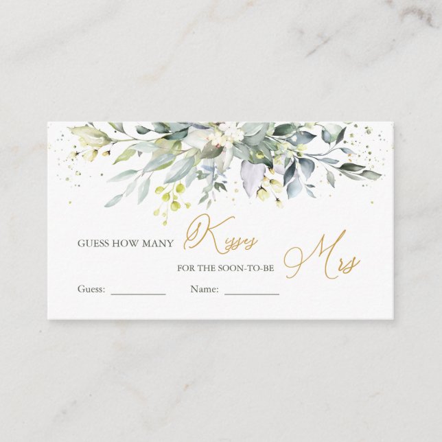 Cartão De Informações Greenery Eucalyptus adivinha quantos beijos em Jar (Frente)