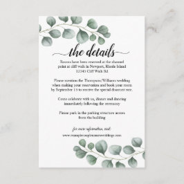 Cartão De Informações Greenery Eucalyptus Calliografia Detalhes do Casam