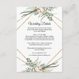 Cartão De Informações Greenery Eucalyptus Cotton Glitter Detalhes do Cas