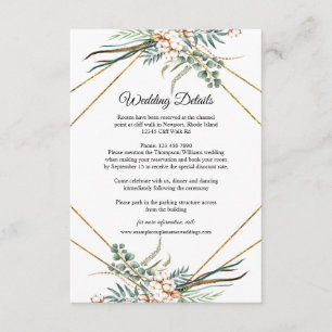 Cartão De Informações Greenery Eucalyptus Cotton Glitter Detalhes do Cas