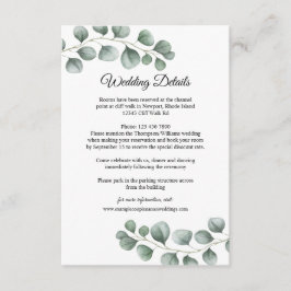 Cartão De Informações Greenery Eucalyptus deixa detalhes do casamento