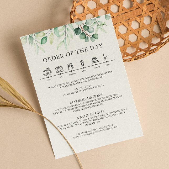 Cartão De Informações Greenery Eucalyptus - Detalhes do Casamento (Criador carregado)