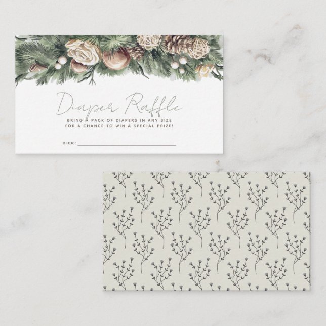 Cartão De Informações Greenery Fralda Raffle (Frente/Verso)