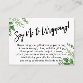 Cartão De Informações Greenery Manuscrito Diga Não ao Wrapping!